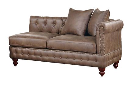 Reversible One Arm Loveseat Dark Coffee Breathable Leatherette Tufted 1pc Couch Living Room Furniture