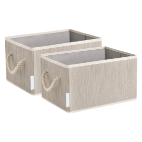 2pk 11L Foldable Organizing Storage Bins with Rope Handle, Clay