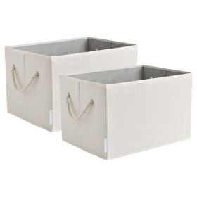 2pk 34L Foldable Organizing Storage Bins with Rope Handle, Ivory