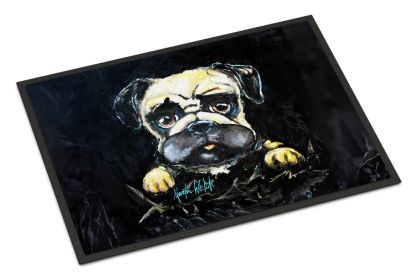 Pug It Out Doormat Front Door Mat Indoor Outdoor Rugs for Entryway, Non Slip Washable Low Pile, 24H X 36W
