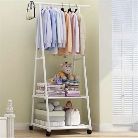 Triangle hanger, rolling hanger, double-layer hanger, portable hanger for hanging on wheels, milky white