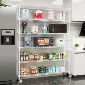 6 Tier Wire Shelving Unit, 6000 LBS NSF Height Adjustable Metal Garage Storage Shelves with Wheels