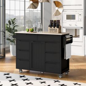 K&K Store Kitchen Cart with Rubber Wood Countertop