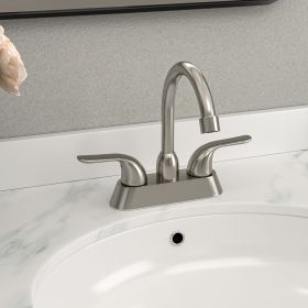 Bathroom Sink Faucet for Sink 3 Hole, 2-Handle Sink Faucet with Pop Up Drainer (Color: Brushed Nickel, Stytle: Stytle1)