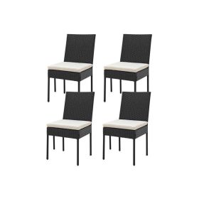 Patio PE Chairs with Cushions for Garden and Backyard (Type: 4 pcs, Color: Black)