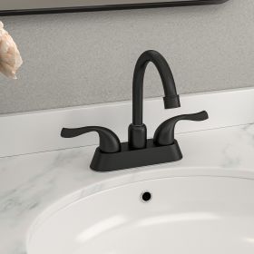 Bathroom Sink Faucet for Sink 3 Hole, 2-Handle Sink Faucet with Pop Up Drainer (Color: Matte Black, Stytle: Stytle2)