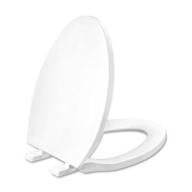Elongated Toilet Seat with Slow Close Seat, Easy Clean, Suitable Standard Elongated or Oval Toilet with Thickened Plastic Lid, Plastic, White (module: 2115c)