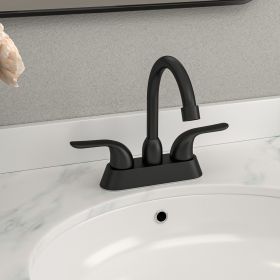 Bathroom Sink Faucet for Sink 3 Hole, 2-Handle Sink Faucet with Pop Up Drainer (Color: Matte Black, Stytle: Stytle1)