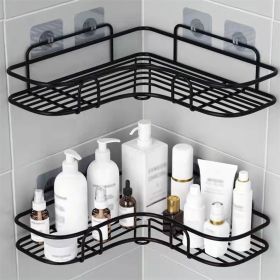 1Pc Triangle Wall Mounted Shower Caddy Rack for Bathroom and Kitchen (Color: Black)