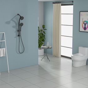 4.7-inch Wall Mount Dual Multi Function ABS Round Rainfall Shower Head with Handheld Combo and Slide Bar (Color: Matte Black)