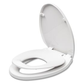 Elongated Toilet Seat with Slow Close Seat, Easy Clean, Suitable Standard Elongated or Oval Toilet with Thickened Plastic Lid, Plastic, White (module: 2115d)