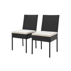 Patio PE Chairs with Cushions for Garden and Backyard (Type: 2 pcs, Color: Black)